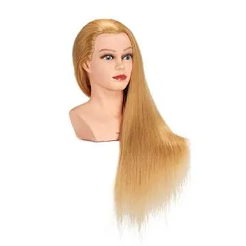 Traininghead 28-30" 100% Human Hair Mannequin Head Hairdressing Training Practice Head Hair Styling Cosmetology Manikin Doll Head With Clamp Stand (Blond)