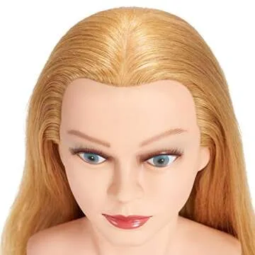 Traininghead 28-30" 100% Human Hair Mannequin Head Hairdressing Training Practice Head Hair Styling Cosmetology Manikin Doll Head With Clamp Stand (Blond)