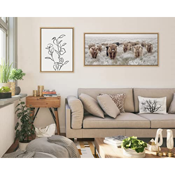 Kate and Laurel Highland Cows Framed Wall Art 40x18