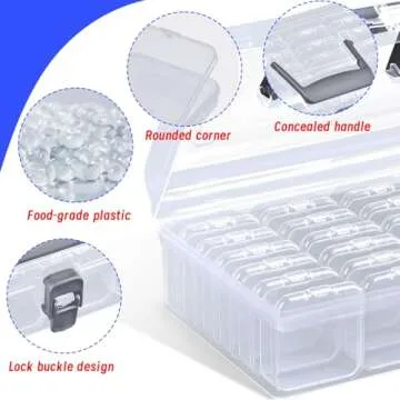 24 Pcs Bead Organizers with Lid, Small Plastic Storage Cases with Hinged Lid, Rectangle Mini Containers Box for Diamond Painting, Fake Nails, Lashes, Piercing Jewelry, Bands