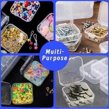 24 Pcs Bead Organizers with Lid, Small Plastic Storage Cases with Hinged Lid, Rectangle Mini Containers Box for Diamond Painting, Fake Nails, Lashes, Piercing Jewelry, Bands