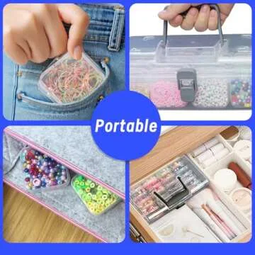24 Pcs Bead Organizers with Lid, Small Plastic Storage Cases with Hinged Lid, Rectangle Mini Containers Box for Diamond Painting, Fake Nails, Lashes, Piercing Jewelry, Bands
