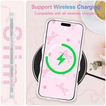 UEEBAI Cute Bow Case for iPhone 16 Pro Max 6.9 inch, Wavy Ribbon Bow Case Pretty Aesthetic Case Cute Curly Clear Case Stylish Soft Bow Phone Case Pretty Clear Wavy Case for Women Girl - Pink