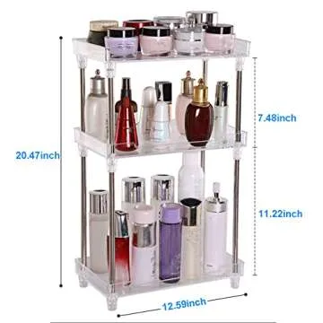 QIYUSHRY Bathroom Organizer Countertop Storage Clear 3 Tier Skincare Organizer Acrylic Corner Shelf ...