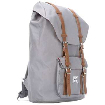 Herschel Little America Laptop Backpack, Grey/Tan Synthetic Leather, Classic 25.0L