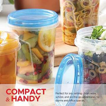 10 Pack Leakproof Freezer Containers for Food with Twist Top Lids - 32 Oz BPA Free Reusable Plastic Soup Containers with Screw On Lids - Ideal for Meal Prep, Leftovers & Pantry Organization