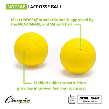 Champion Sports Lacrosse Balls: Official Size Sporting Goods Equipment for Professional, College & Grade School Games, Practices & Recreation - NCAA, NFHS and SEI Certified - Pack of 3 - Yellow