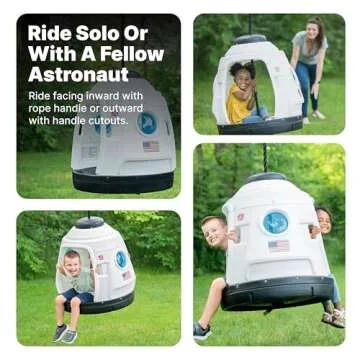 Step2 Space Capsule Swing, Kids Indoor/Outdoor Swing or Playhouse, Backyard Playground Set, Attach to Playset or Tree, for Children 3-8 Years Old