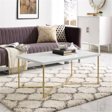 Walker Edison Marble Gold Coffee Table for Modern Living