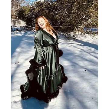 Changuan Feather Bridal Robe for Women in Silk Satin & Fur