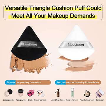BLAAROOM 12 Pcs Velour Powder Puff Face Makeup Triangle Powder Puffs Face Exquisite Makeup Eyes and ...