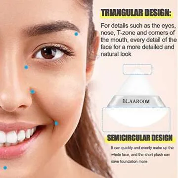 BLAAROOM 12 Pcs Velour Powder Puff Face Makeup Triangle Powder Puffs Face Exquisite Makeup Eyes and Corners Contouring for Loose Powder Wet Dry Cosmetic Foundation Sponge Makeup Tool