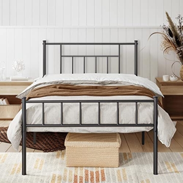 Yaheetech 13 inch Twin Size Metal Bed Frame with Headboard and Footboard - Stylish & Functional!
