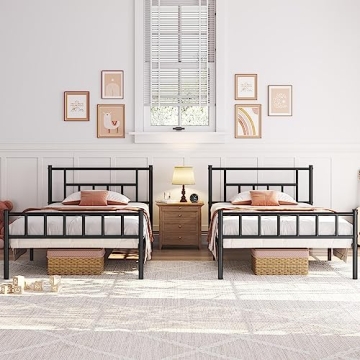 Stylish Yaheetech Twin Metal Bed Frame with Storage