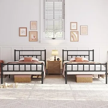 Stylish Yaheetech Twin Metal Bed Frame with Storage