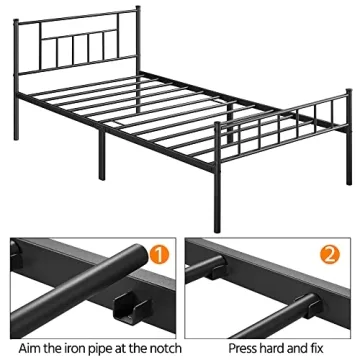 Stylish Yaheetech Twin Metal Bed Frame with Storage