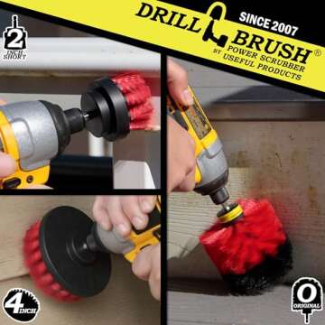 Drill Power Heavy Duty Stiff Bristle Scrub Brush Cleaning Kit – Concrete and Siding Cleaner Drill ...
