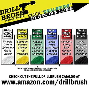 Drill Power Heavy Duty Stiff Bristle Scrub Brush Cleaning Kit – Concrete and Siding Cleaner Drill Brushes – Hard Water Stain Remover Brush for Drill by Drill Brush Power Scrubber by Useful Products