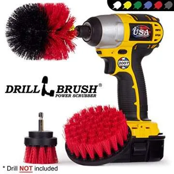Drill Power Heavy Duty Stiff Bristle Scrub Brush Cleaning Kit – Concrete and Siding Cleaner Drill Brushes – Hard Water Stain Remover Brush for Drill by Drill Brush Power Scrubber by Useful Products
