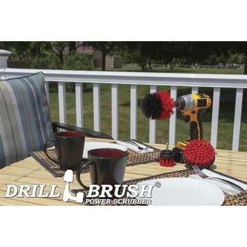 Drill Power Heavy Duty Stiff Bristle Scrub Brush Cleaning Kit – Concrete and Siding Cleaner Drill Brushes – Hard Water Stain Remover Brush for Drill by Drill Brush Power Scrubber by Useful Products
