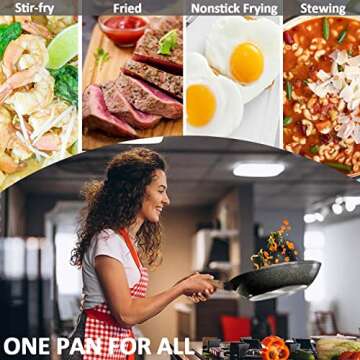 DIIG Nonstick Frying Pans Set with Lid - Eco-Friendly Granite Coating