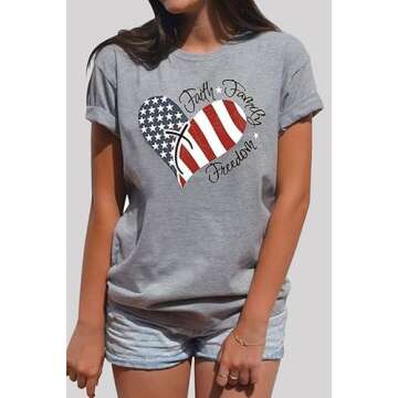 UNIQUEONE Women American Flag Print Tee for Fourth of July