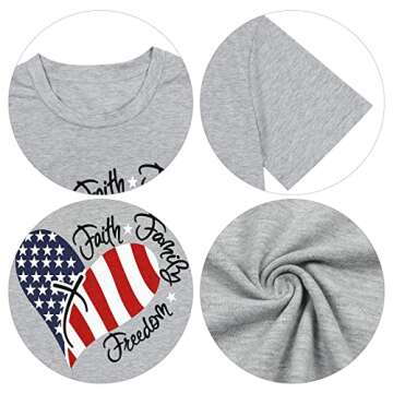 UNIQUEONE Women American Flag Print Tee for Fourth of July