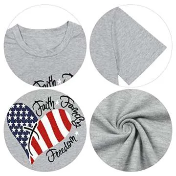 UNIQUEONE Women American Flag Print Tee for Fourth of July