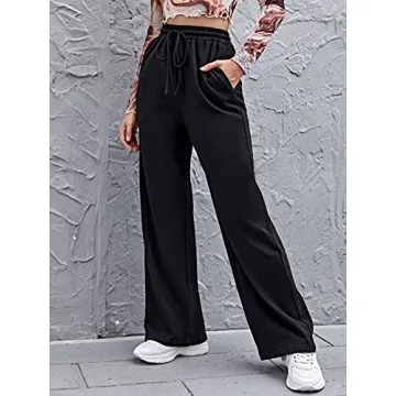 Floerns Women's Stylish High Waist Wide Leg Sweatpants