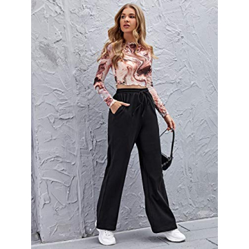 Floerns Women's Stylish High Waist Wide Leg Sweatpants