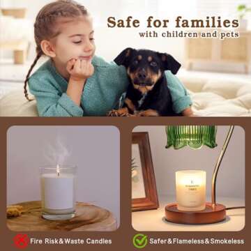 Green Candle Warmer Lamp with Timer, Dimmable Flower Candle Lamp Warmer, Birthday Gifts for Women, Mom, Female Friend, Glass Vintage Candle Lamp, Aromatic Candle Warmer Light for Vintage Room Decor