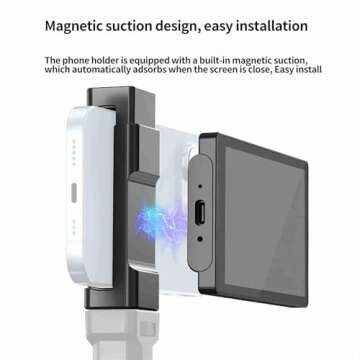 OmniMaster Phone Vlog Selfie Monitor Screen, Magnetic Phone Holder Clip Mount, Using Rear Camera for Selfie Vlog Live Stream TikTok, Instagram, YouTube, iPhone & Android Phone Compatible