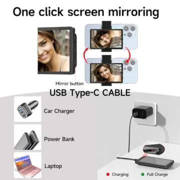 OmniMaster Phone Vlog Selfie Monitor Screen, Magnetic Phone Holder Clip Mount, Using Rear Camera for Selfie Vlog Live Stream TikTok, Instagram, YouTube, iPhone & Android Phone Compatible