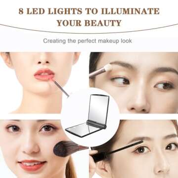 YUNYILAN Compact LED Makeup Mirror - Portable Travel Essential