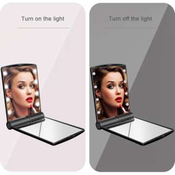 YUNYILAN Portable LED Makeup Mirror for On-The-Go Beauty