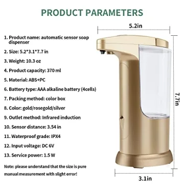 Automatic Touchless Soap Dispenser - Adjustable Volume Control