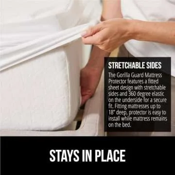 Gorilla Guard 100% Waterproof Mattress Protector, Stain Protection Noiseless Fitted Terry Cloth Bed Cover, Elastic Stretchable Deep Pockets, Hypoallergenic Breathable Machine Wash Bedding, Full Size