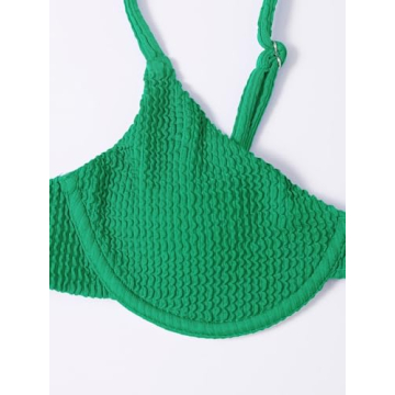 QWINEER Women's Underwire High Cut Bikini Green Swimwear