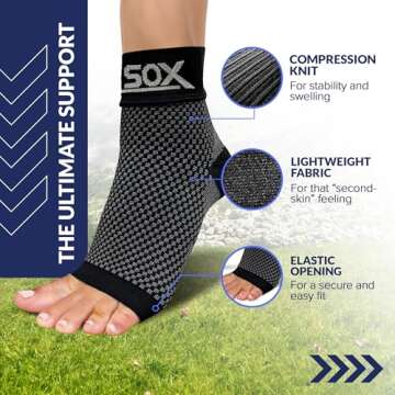 SB SOX Plantar Fasciitis Compression Socks - Plantar Fasciitis Relief for All Day Wear - Best Ankle Sleeve and Arch Support for Foot Pain and Comfort (Black, Medium)