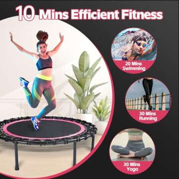 Mini Fitness Trampoline with Bungees – Stable & Quiet Rebounder for Adults, Perfect for Indoor & Outdoor Workouts