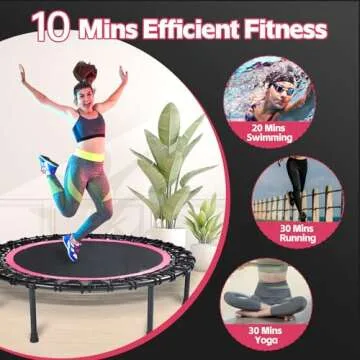 Mini Fitness Trampoline with Bungees – Stable & Quiet Rebounder for Adults, Perfect for Indoor & Outdoor Workouts