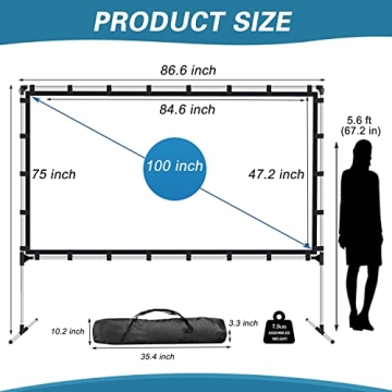 XHYCPY 100" Portable Projector Screen for Movies