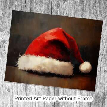 Santa Hat Print - Vintage Christmas Wall Art for Festive Decor