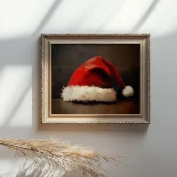 Vintage Santa Hat Print for Rustic Christmas Decor