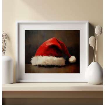 Vintage Santa Hat Print for Rustic Christmas Decor