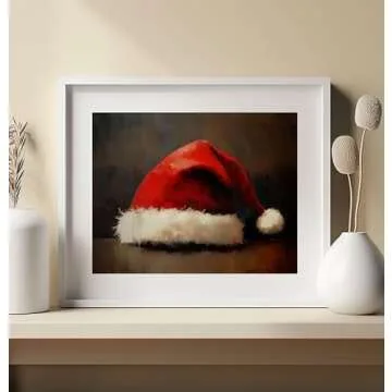 Vintage Santa Hat Print for Rustic Christmas Decor