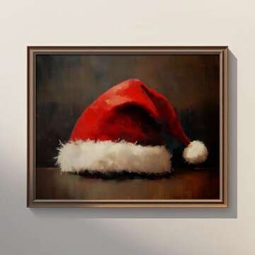 Vintage Santa Hat Print for Rustic Christmas Decor