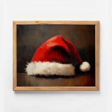 Vintage Santa Hat Print for Rustic Christmas Decor