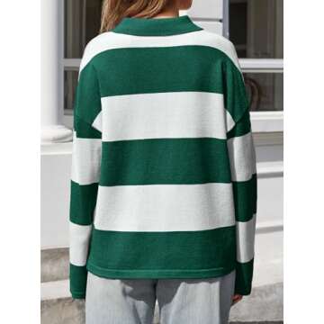 Chic Saodimallsu Womens Striped Collared Sweater