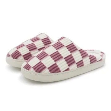 Dumhew Women's and Men's House Checkered Slippers - Cozy and Stylish Memory Foam Slip-Ons